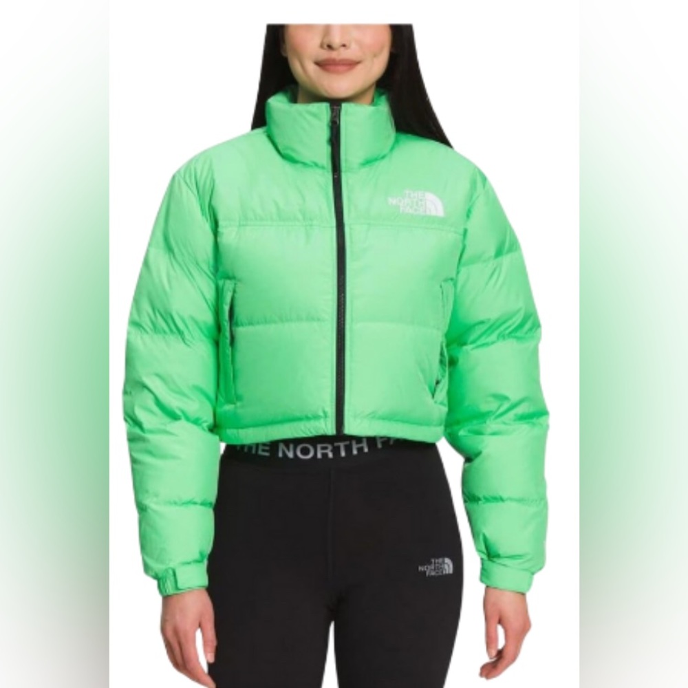 The North Face Cropped Nuptse Jacket 'Chlorophyll Green' size Small cropped - Picture 2 of 11